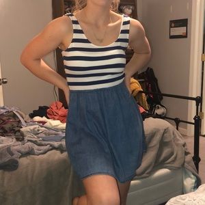 Chic stripe and blue jean dress